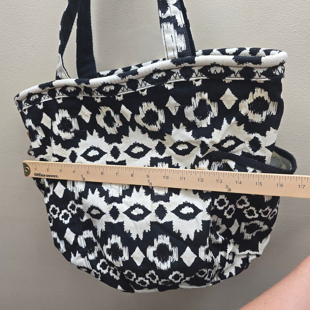 Thirty-One Retro Metro Aztec Print Canvas Tote Bag Bohemian Boho White Black - Picture 8 of 14